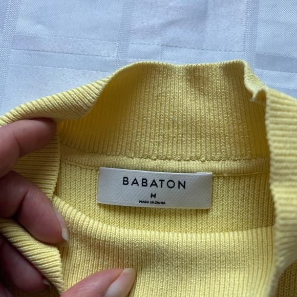 Babaton (Aritzia) Yellow & Blue Mock Neck Sculpt Knit Tank Top - Picture 7 of 11